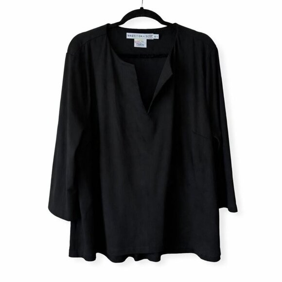 Gretchen Scott Designs Tops - Gretchen Scott Velvet Feel Blouse Black V-Neck 3/4 Sleeve Women’s XL